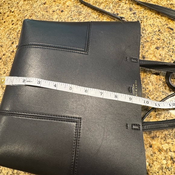 Tory Burch Block T Mini Tote Bag Black Leather 2-way Crossbody Handles - Picture 4 of 16